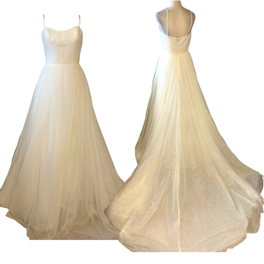 Blue by Enzoani White Sparkle Gabes Tulle Wedding Dress Size 4